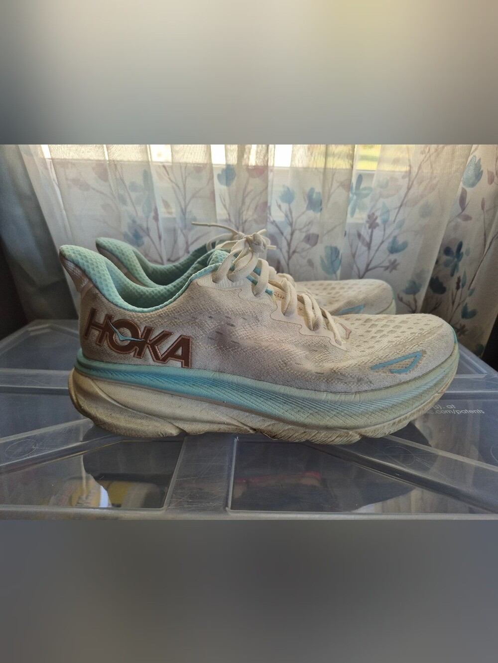 HOKA Women's White & Teal Running Shoes